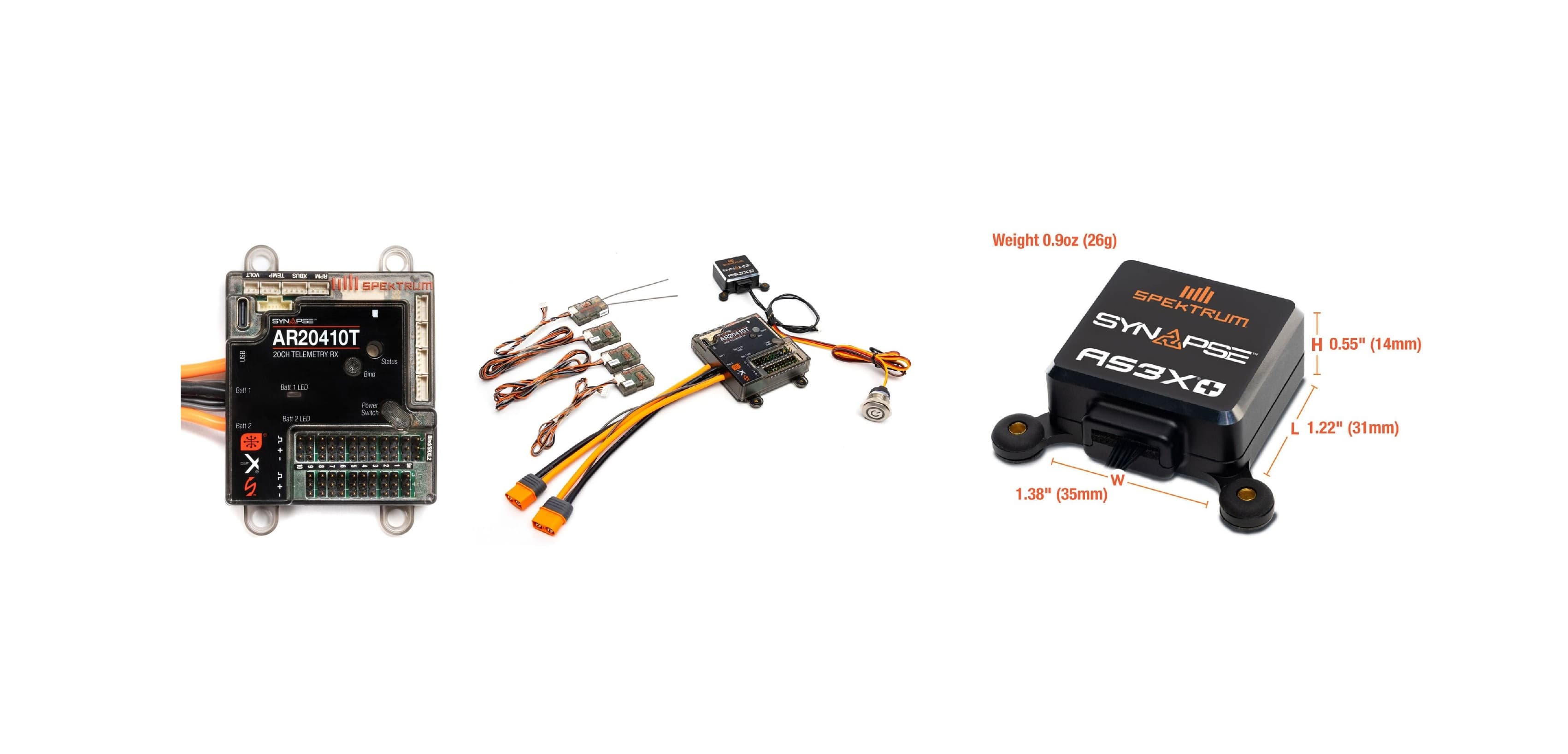 AR20410T 20 Channel 2.4GHz DSMX PowerSafe Receiver with Synapse AS3X